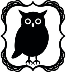 Buho Folk Border Frame Black Silhouette on White Background