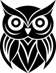 Abstract Buho Pattern Black Silhouette on White Background