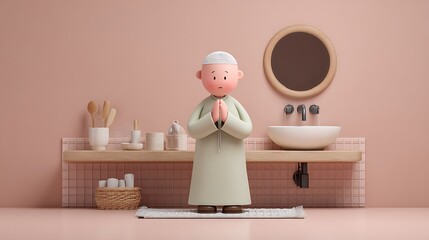 Muslim man performing ablution