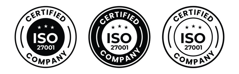 ISO 27001 Certified – Medical Device Quality Management System Label and Stamp Vector Design 
