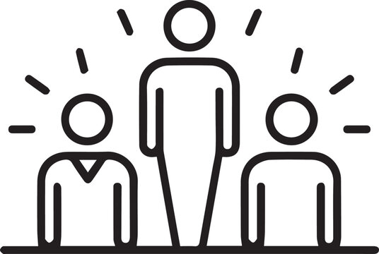 Inspiring leader stands tall amidst supportive team radiating positive energy, symbolizing collaboration and achievement in a modern professional setting.