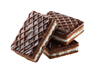 Chocolate wafer cookies bakery food dessert delight isolated on transparent background, png