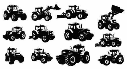 Tractor Silhouettes Set