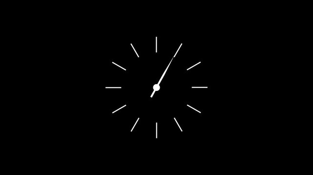Clock spinning, watch animation on transparent background with alpha channel. Clock icon flat style 24 hours day and night fast speed with moving timer clock rotation.