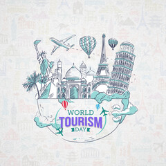 World Tourism Day Poster Design – Travel, Adventure, and Global Exploration Concept