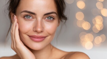 Female Model Showcases Glowing Skin After Dermaplaning With a Soft Bokeh Backdrop