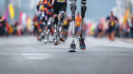 Fototapeta premium Prosthetic Legs Running in Race