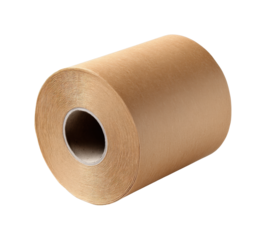 Unrolling brown kraft paper for packaging warehouse still life concept isolated on transparent background, png