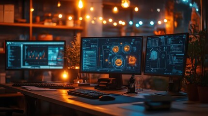 A bright coworking space where glowing digital tools enable engineers to design complex systems in realtime