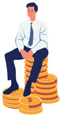 PNG Businessman sitting on coins