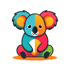 Colorful Koala Isolated on a Transparent Background 