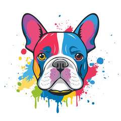 Colorful Graffiti French Bulldog Dog Isolated on a Transparent Background 