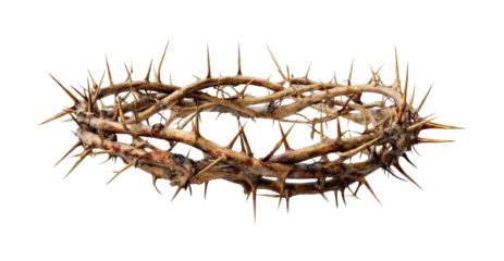 Passion symbolizing suffering thorn crown artistic isolated on transparent background, png