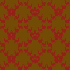 Red dinosaur pattern on brown background  