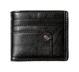 Essential black leather wallet fashion accessory urban environment isolated on transparent background, png