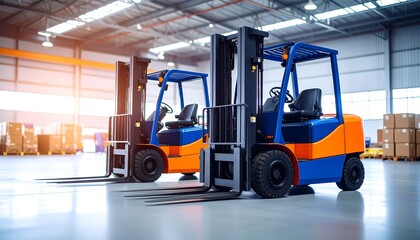 Forklifts in a warehouse