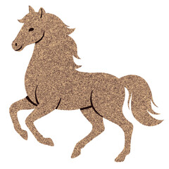 Golden horse silhouette in elegant trot, with a speckled metallic texture. Ideal for luxury design, zodiac art, fashion prints, and premium branding. Vector format for easy use