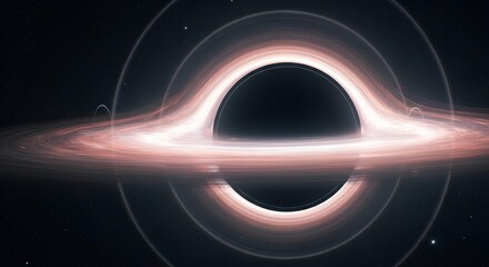 A scientifically accurate illustration of a supermassive black hole and its accretion disk in deep space.