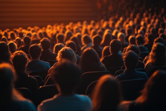 A crowd of people in a theater, engrossed in watching live performers.