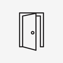 Open doorway silhouette icon isolated on white background