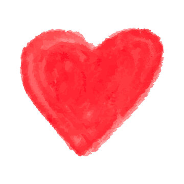 Soft watercolor heart illustration in aquarelle style. Hand drawn pink watercolor heart isolated on white background. Romantic watercolor heart for valentine, love, wedding, and romantic decoration.
