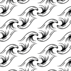 Fototapeta premium Decorative Swirling Wave Pattern Seamless Sea Vector Background
