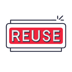 Reuse sign icon in red for eco awareness