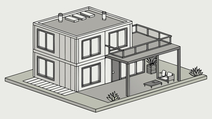 Smart House with Shipping Container, Modern Shipping Container Home, Container house, Container custom home design Plan with Top View for Architectural and Real Estate Design, Small Home