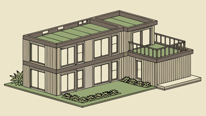 Smart House with Shipping Container, Modern Shipping Container Home, Container house, Container custom home design Plan with Top View for Architectural and Real Estate Design, Small Home