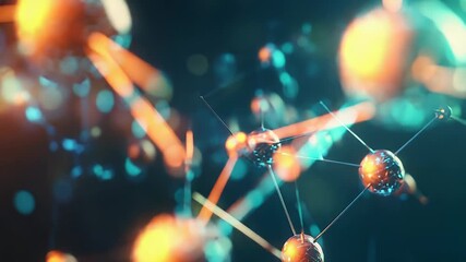 Complex structure connecting glowing spheres representing global network communication - Powered by Adobe