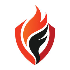 Abstract Fire and Shield Fusion Symbol Logo