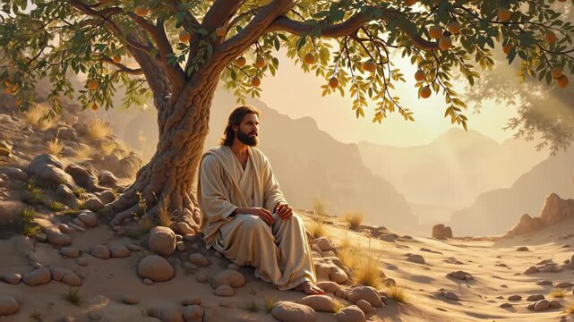 Jesus sitting beneath a fig tree in Galilee