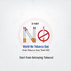 World No Tobacco Day Poster Design – Stop Smoking, Health Awareness, and Anti-Tobacco Campaign