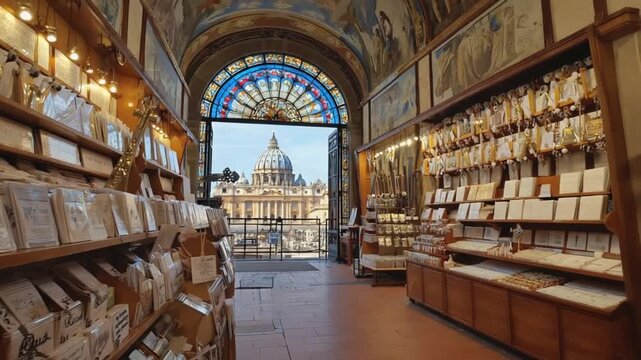 Religious souvenir shop in the Vatican.