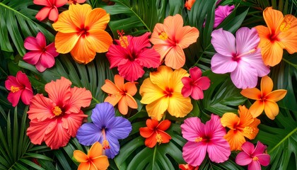 Vibrant tropical flowers