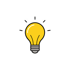 Bright yellow light bulb icon symbolizing ideas and innovation