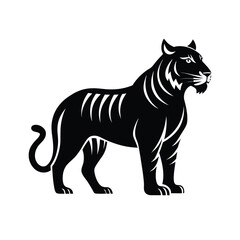 Royal Tiger: A majestic tiger, depicted in striking black and white, embodies strength and grace, standing poised with confidence in its unique monochrome representation.
