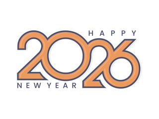 Happy New Year 2026 retro style logo text design template