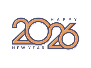 Happy New Year 2026 logo text design template
