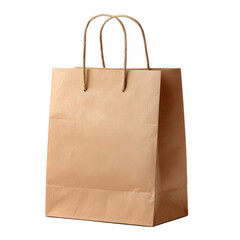brown kraft paper bag package isolated on transparent or white background. A high resolution PNG image of brown kraft paper bag package.