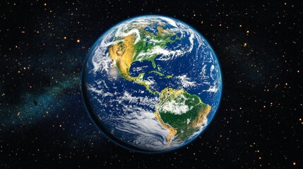 Obraz premium Earth in the cosmos, a satellite view of our home planet against the backdrop of the universe.