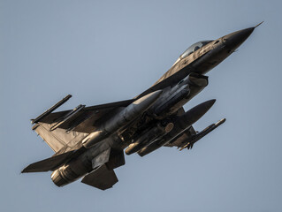 F-16 Fighting Falcon flying against blue sky