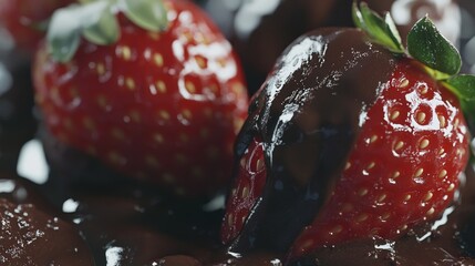 Chocolate covered strawberries with icing drizzle.