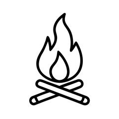 Campfire icon with no WiFi symbol in a minimalist design for outdoor activities - vector illustration