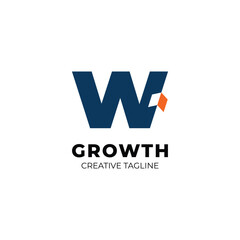 Simple and clean growth logo with letter W and arrow up for finance, investment and wealth management logo