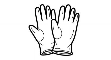 Fototapeta premium Protective Glove Outline Illustration Medical Equipment with Hand Drawn Sketch Style Clean Vector Design in Black and White Minimalist Aesthetic Isolated on White Background for Design