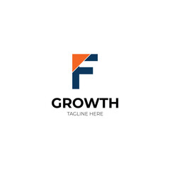 Letter F with arrow up logo design for investment and finance and other