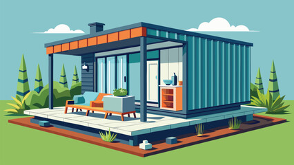 Modern Container Home 3D Model – Compact, Eco-Friendly, Sustainable Living Design with Transportable Shipping Container Architecture