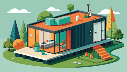 Modern Container Home 3D Model &ndash; Compact, Eco-Friendly, Sustainable Living Design with Transportable Shipping Container Architecture