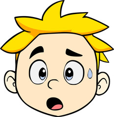 cartoon facial expression of a boy with yellow hair